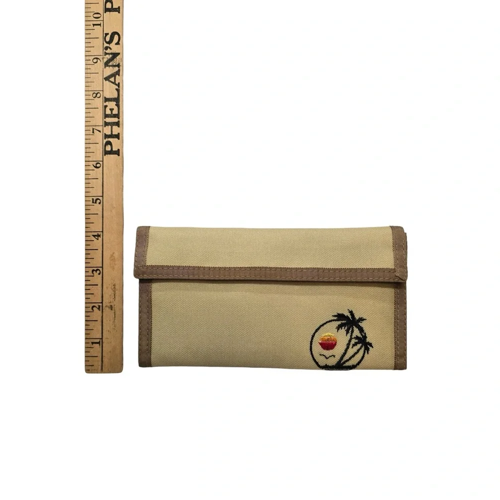 CoCoNuts Palm Tree Wallet Tropical Nylon Trifold‎ Beige Vintage 90s